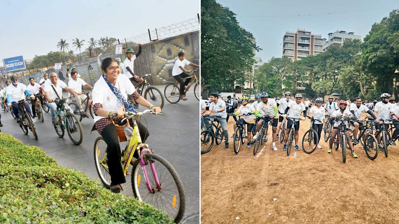 Rock and roll down the roads for polls; (right) Wise up and vote say those cyclists