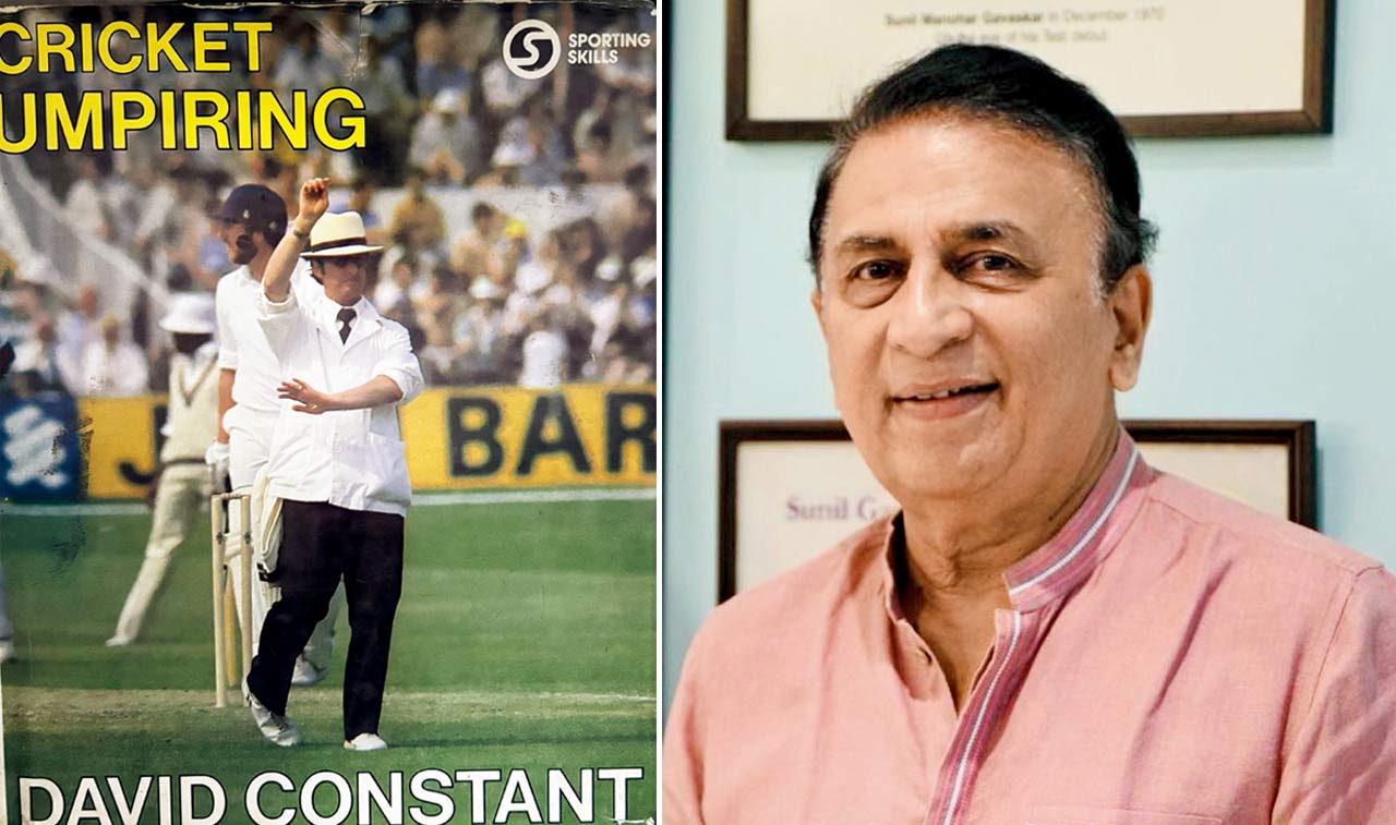 Former English umpire David Constant; (right) Sunil Gavaskar in June 2024. Pic/Rane Ashish