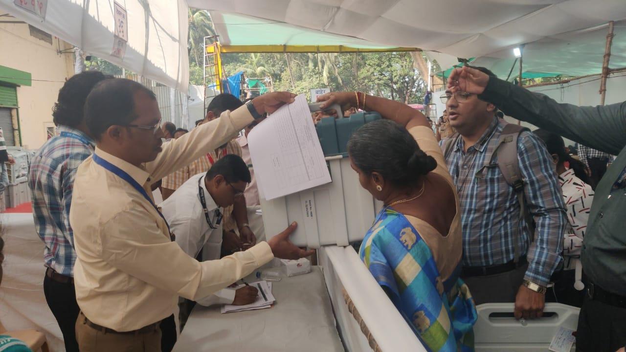 The EVMs being distributed to polling officers play a pivotal role in safeguarding the integrity of the voting process, ensuring transparency and accuracy in the counting process.
