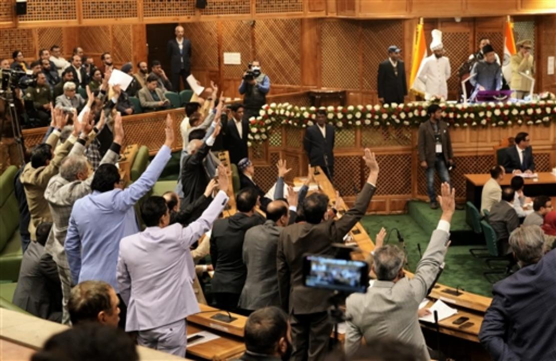 A visibly agitated moment inside the Jammu and Kashmir Assembly as political lines are drawn over the resolution concerning Article 370.