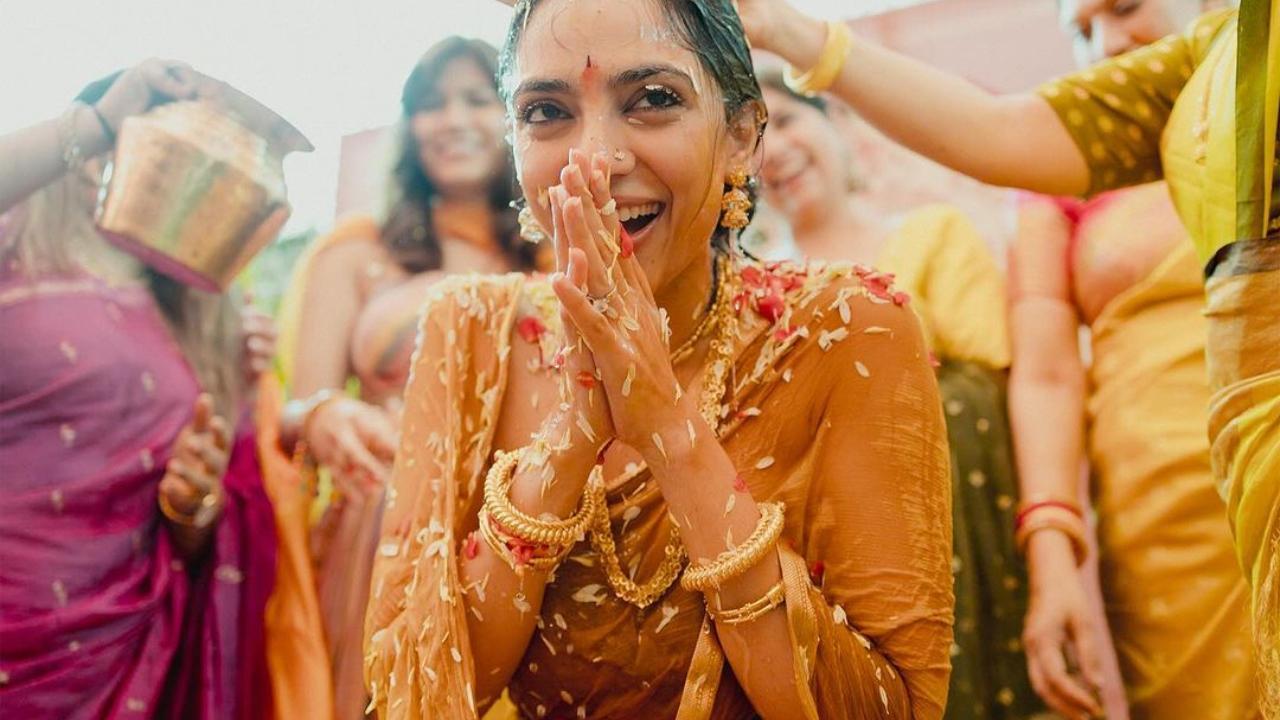 ‘Gorgeous’! Fans can't stop gushing over Sobhita Dhulipala’s Raata sthaapana and Mangalasnaanam look, see pics