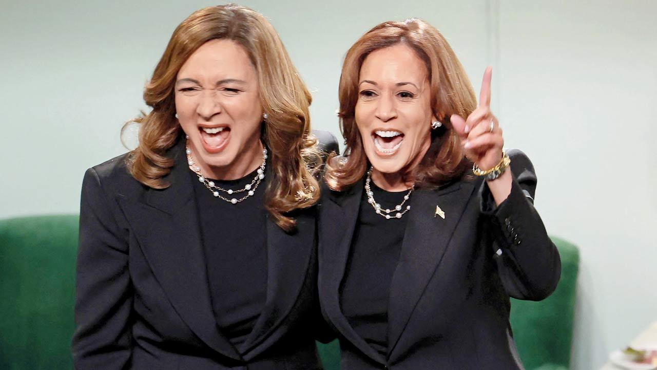 Harris appears on ‘Saturday Night Live’ US actress Maya Rudolph and Kamala Harris at NBC studios in New York City. Pic/AFP