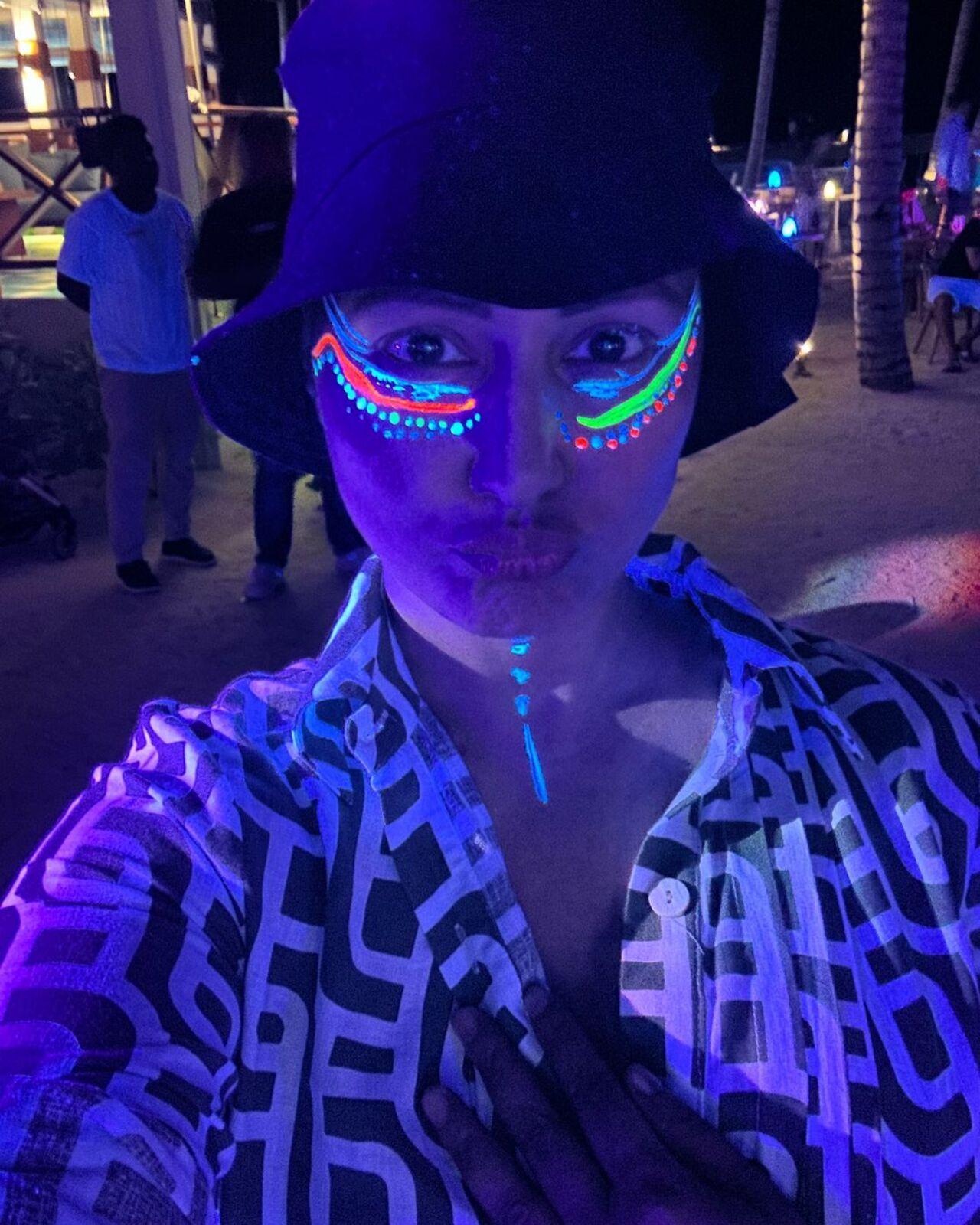 The actress, who has been sharing snippets from her Maldivian holiday, was seen enjoying a “glow party”, which she said was “fun” and asked everyone to not forget to glow when they are at the wonderful location