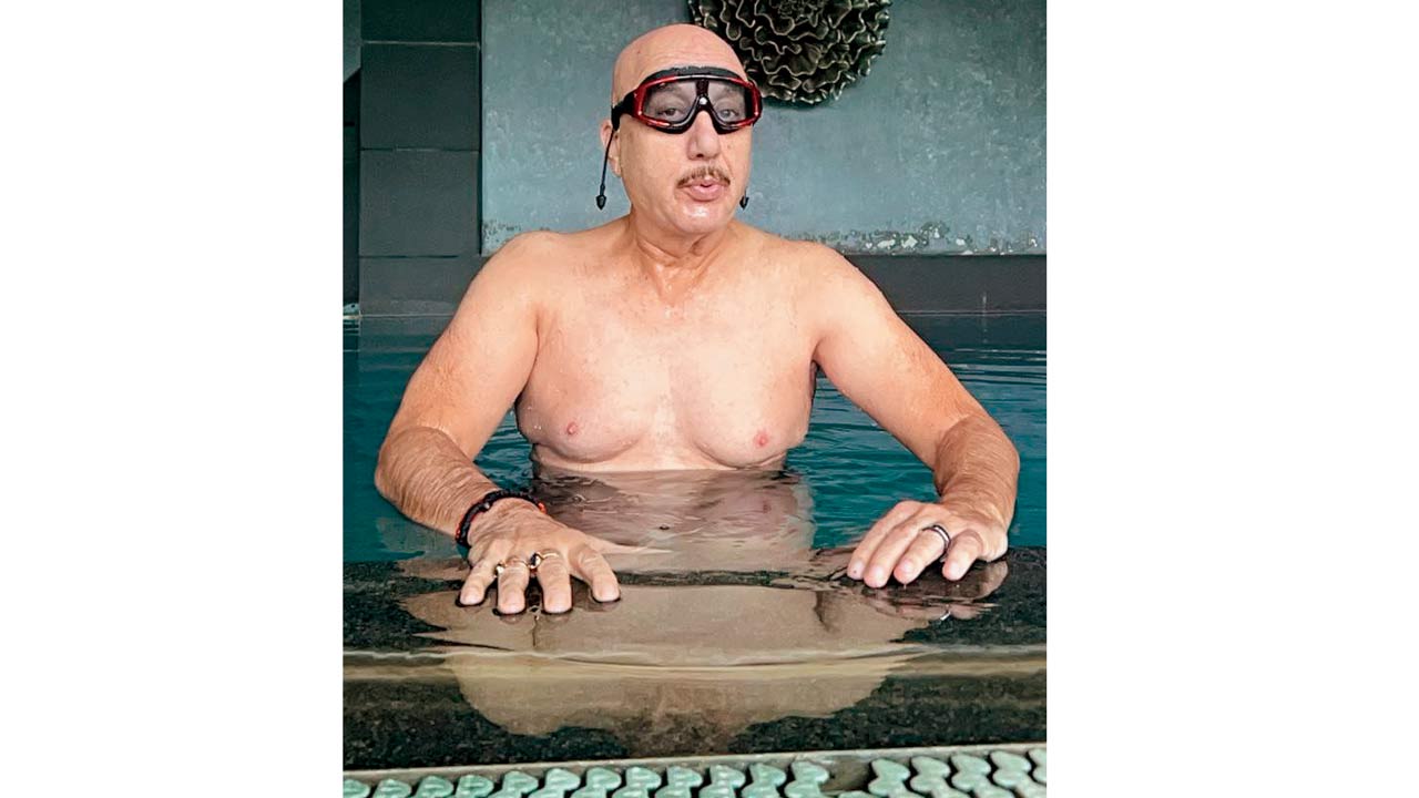 Forty-two years after his first attempt at swimming left him with a fear of water, Kher learned the art for the film