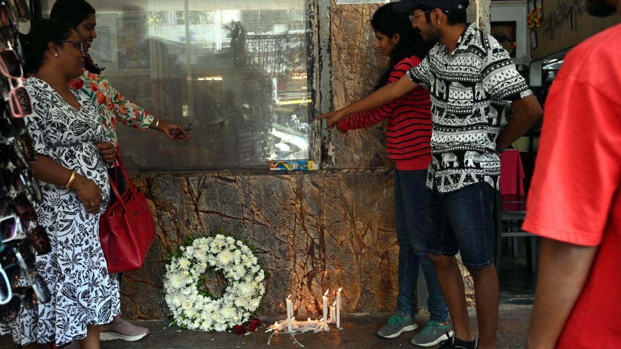 Leopod cafe pays tribute, the cafe was an early site of gunfire and grenade explosions during the 2008 Mumbai attacks by terrorists on 26 November. (Pic/Kirti Surve Parade)