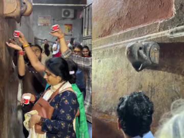 Devotees drink AC water believing it’s ‘Charan Amrit’ at Banke Bihari temple