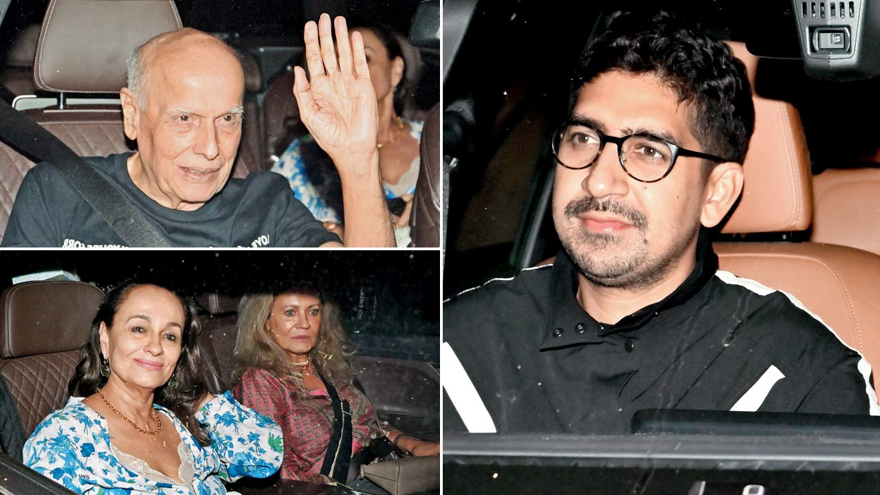 Mahesh Bhatt; Soni Razdan with sister Tina Razdan; Ayan Mukerji