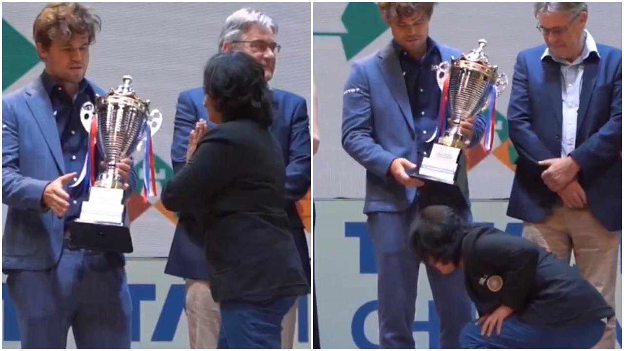 Magnus Carlsen caught off guard as Indian chess prodigy pays homage in a touching gesture: WATCH