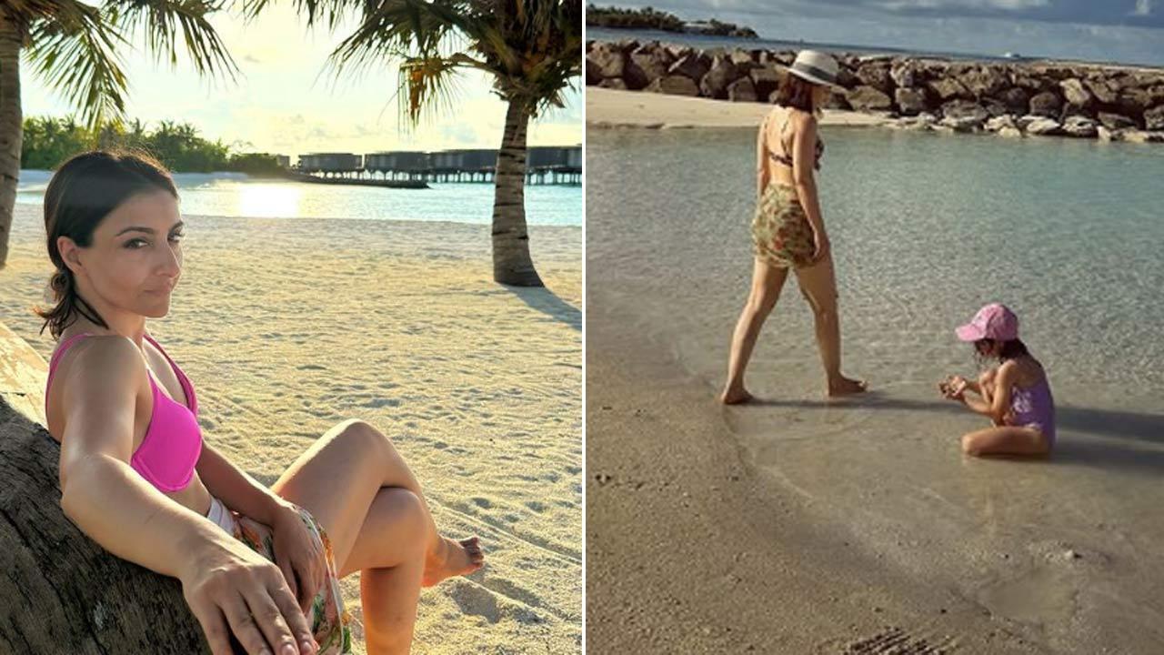 Soha Ali Khan shares candid beach fun with daughter Inaaya on Maldives vacation