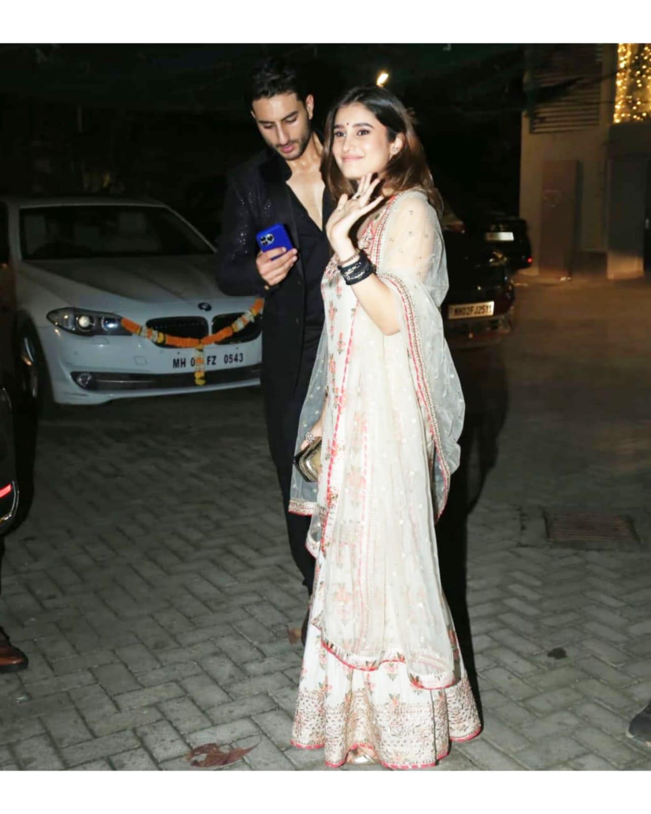 Rasha Thadani and Ibrahim Ali Khan went out to attend a Diwali party last night