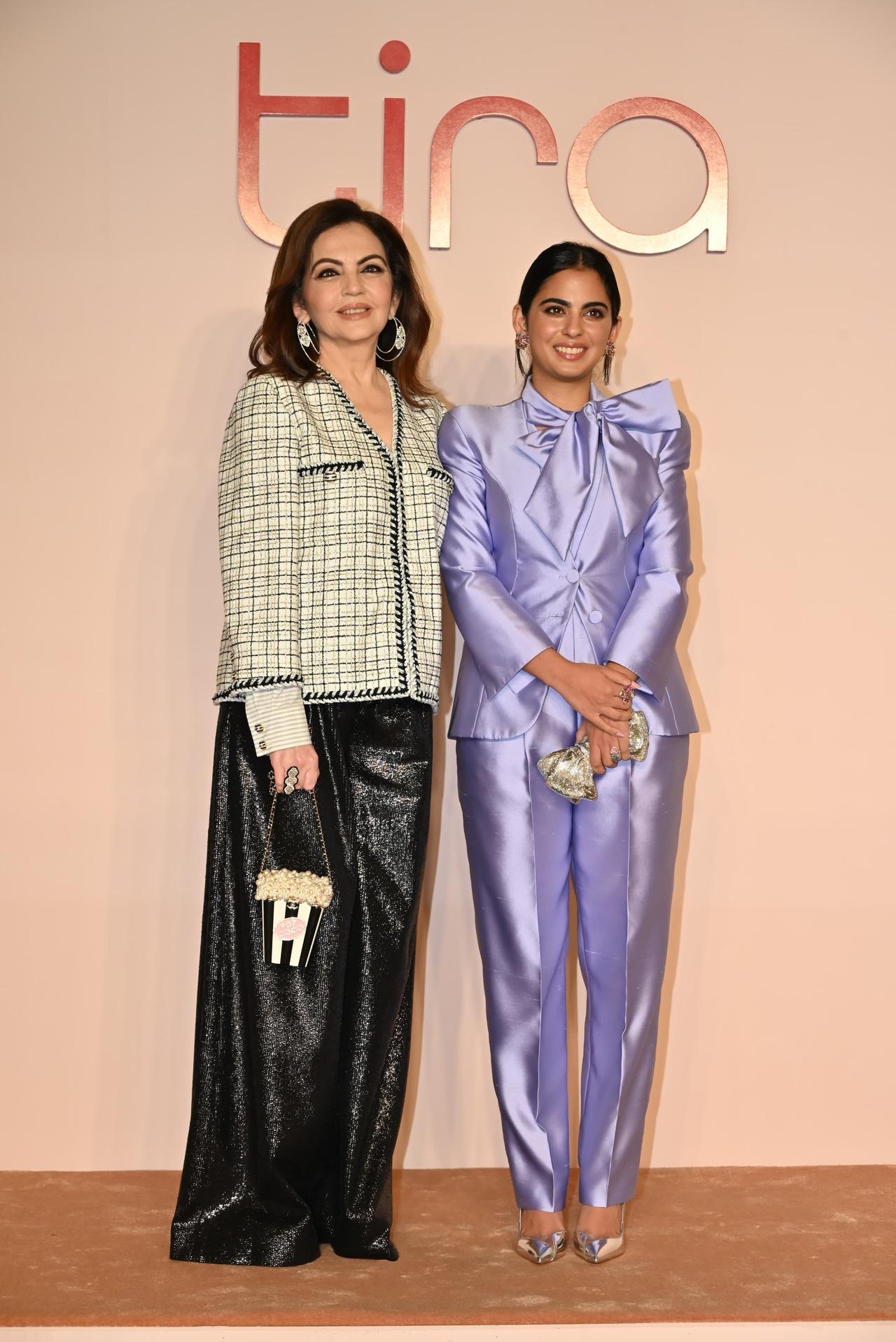The Ambani mother-daughter duo looked stunning in luxury wear for the store launch of their brand Tira
