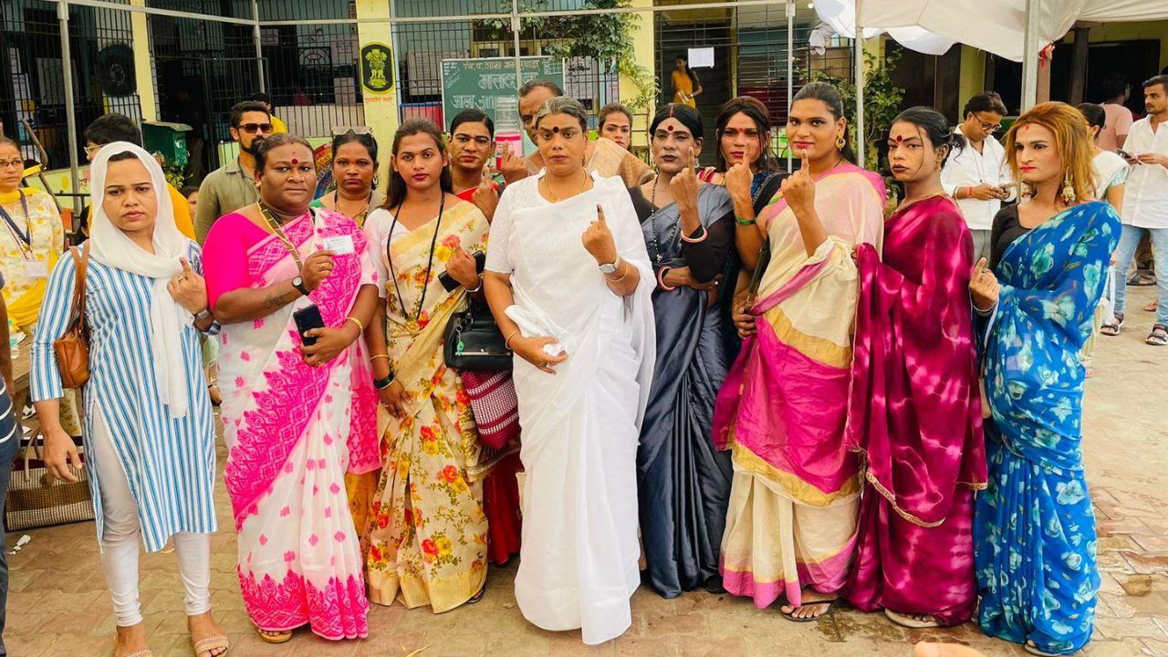 Members of the transgender community exercise their democratic right in Virar East