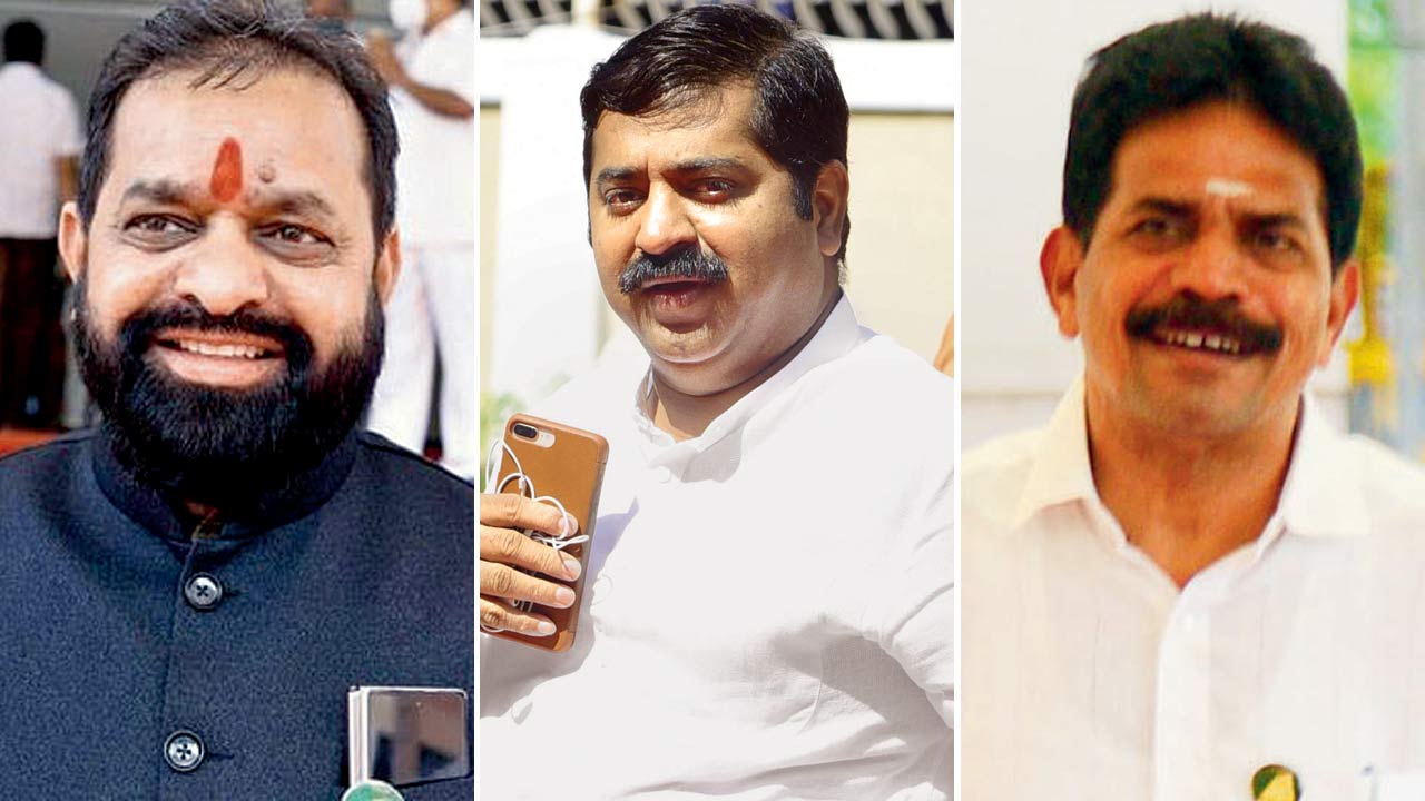 (From left) Dilip Lande, Chandivli MLA; Ram Kadam, Ghatkopar West MLA and Captain Tamil Selvan, Sion Koliwada MLA