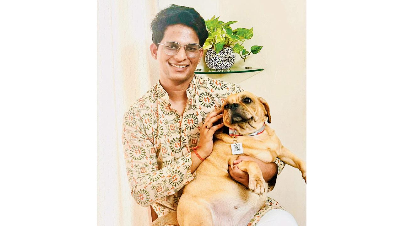 Akshay Ridlan with his pug, Hope