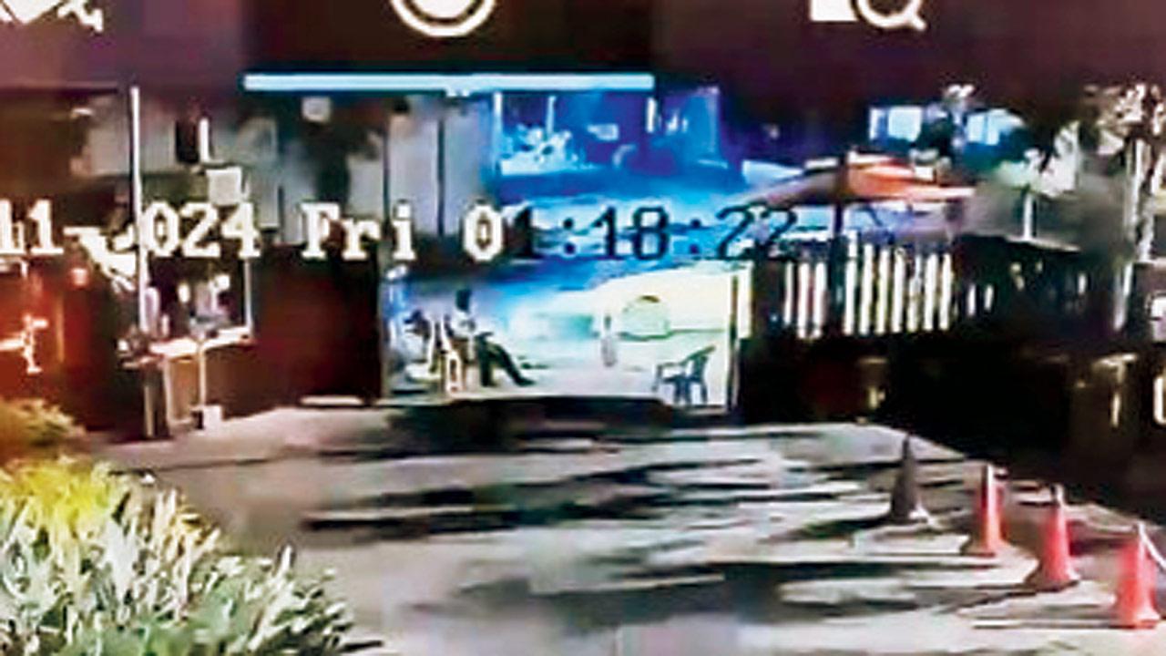 A CCTV grab of the incident shows a white car mowing down a person