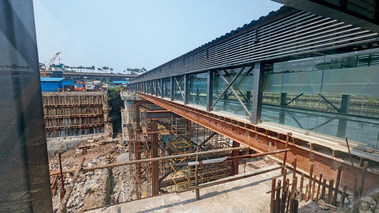 Access skywalk of T2 station is still under construction