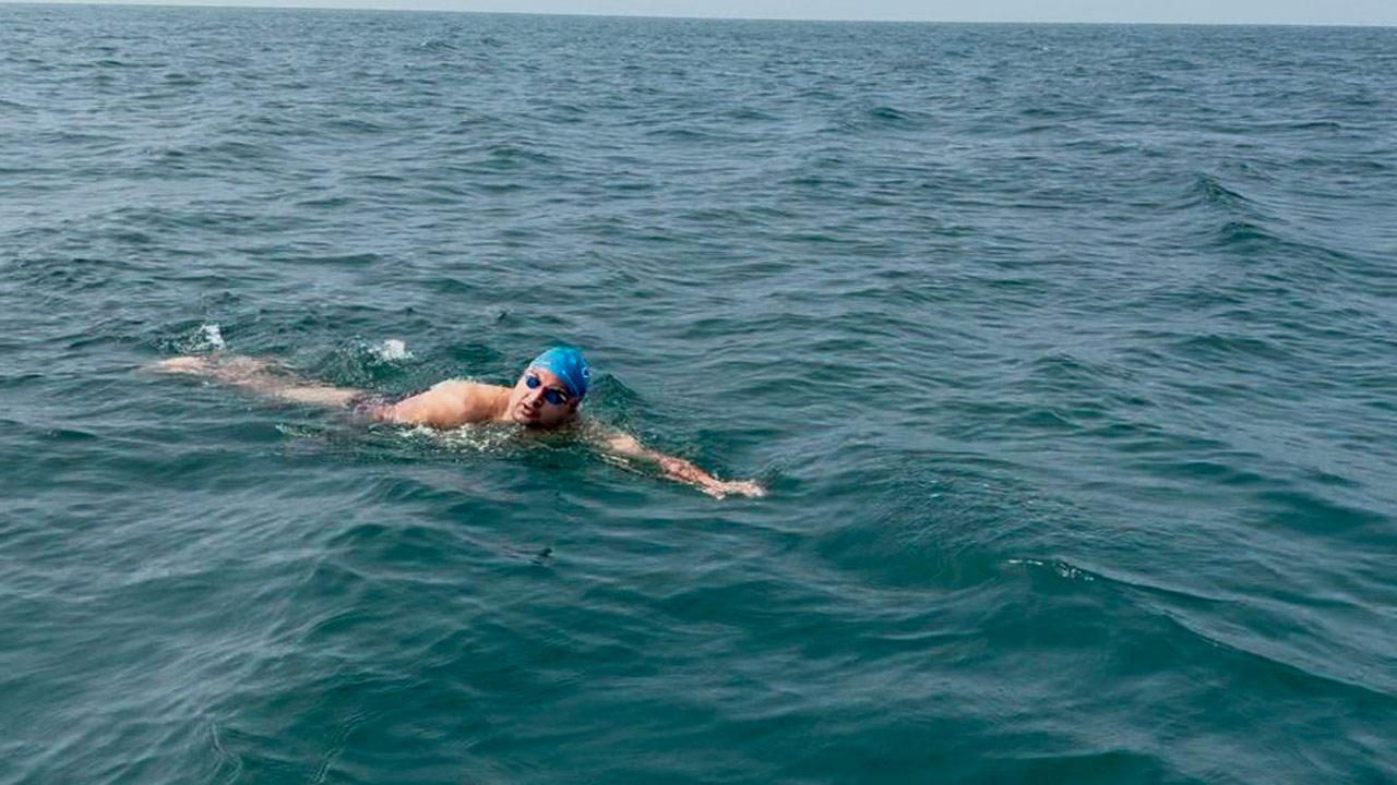 Aryan Dadiala swims from Vagator to Arambol during the event last Sunday