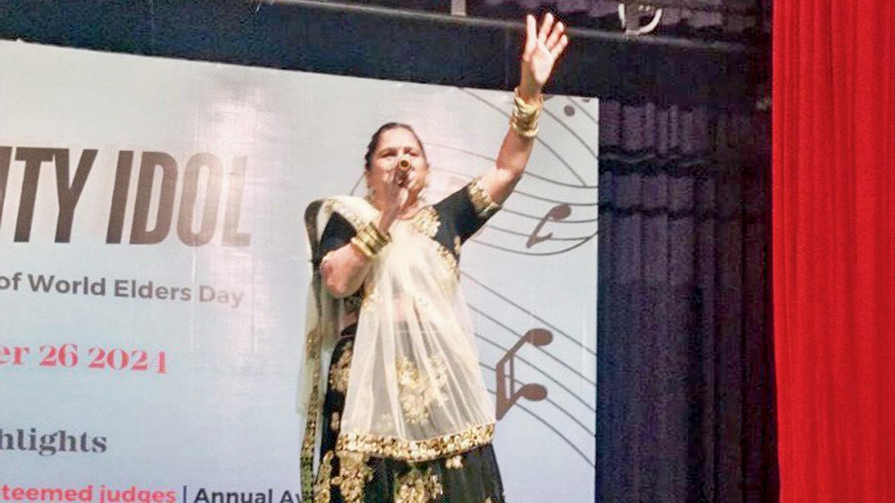 A senior woman performs at the competition