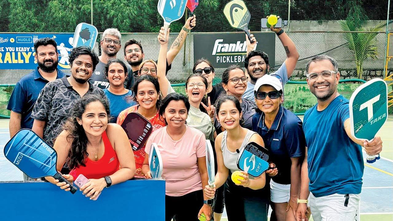 Ankit Vengurlekar (extreme right) with his WhatsApp group “Weekenders” networking over padel instead of drinks