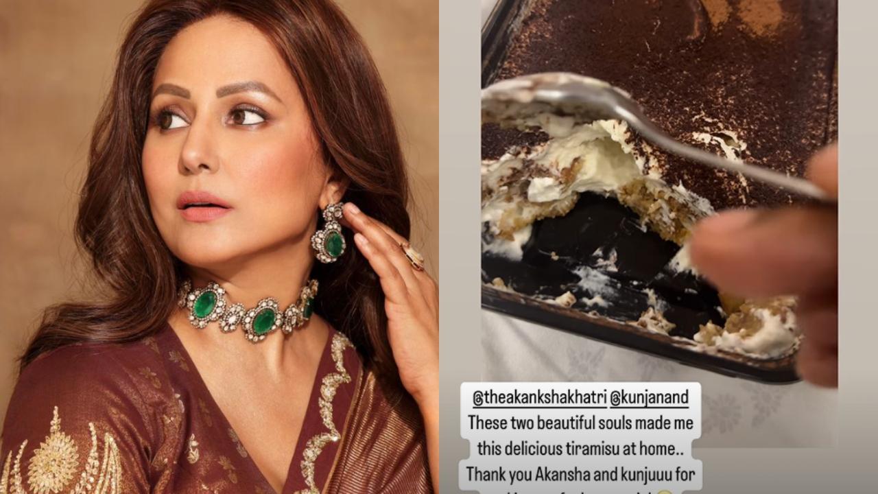 Hina Khan enjoys delicious Tiramisu prepared by her friend