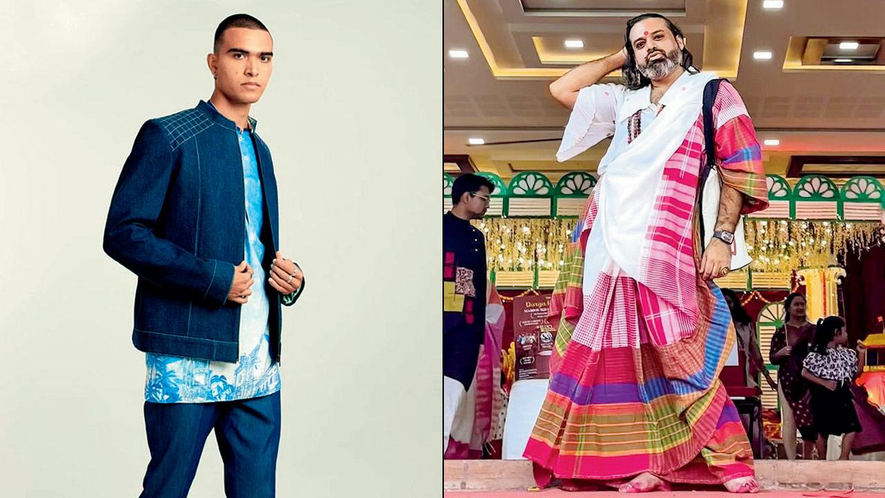 A tailored blazer is simple but chic (right) Gender-fluid looks can be contrasting but eloquent if done right