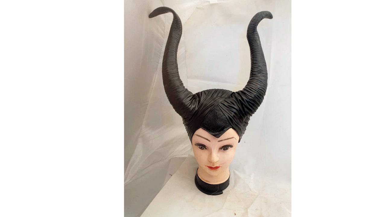 A Maleficent headgear prop at the Kalbadevi store