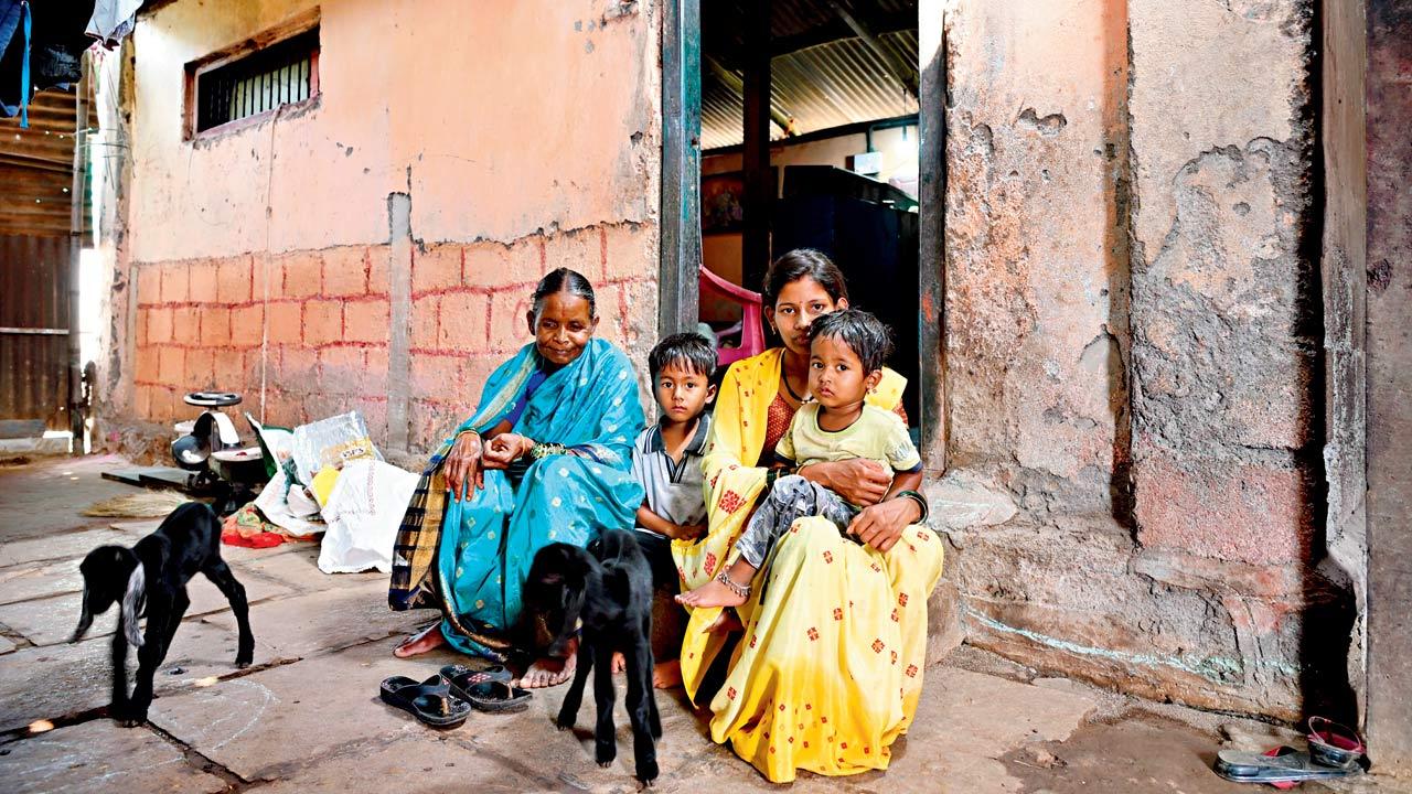 Dhanashree Gaikwad (in yellow saree) rues the impact on her sons Paras and Mahi’s education after financial restraints forced her to pull them out of the English-medium school and admit them to the zilla parishad school instead