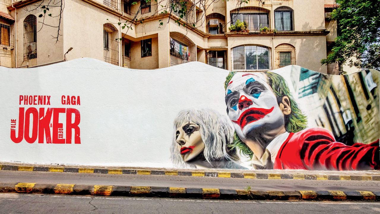 The mural is painted on a wall on Nargis Dutt Road in Khar West