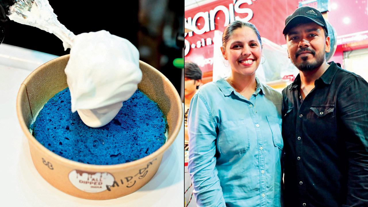 Blueberry bowl cake and Khushbu and Obaid Shaikh