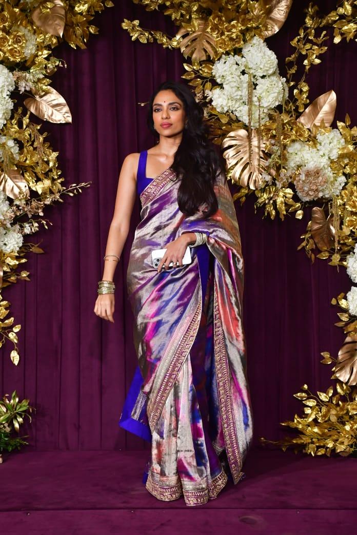 Sobhita Dhulipala in one word: ATE. The actress took a break from her wedding preparations to attend Manish Malhotra's Diwali bash, wearing a silver and blue saree
