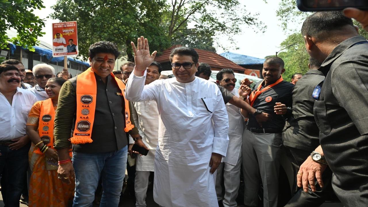 IN PHOTOS: MNS chief Raj Thackeray accompanies Avinash Jadhav for nomination