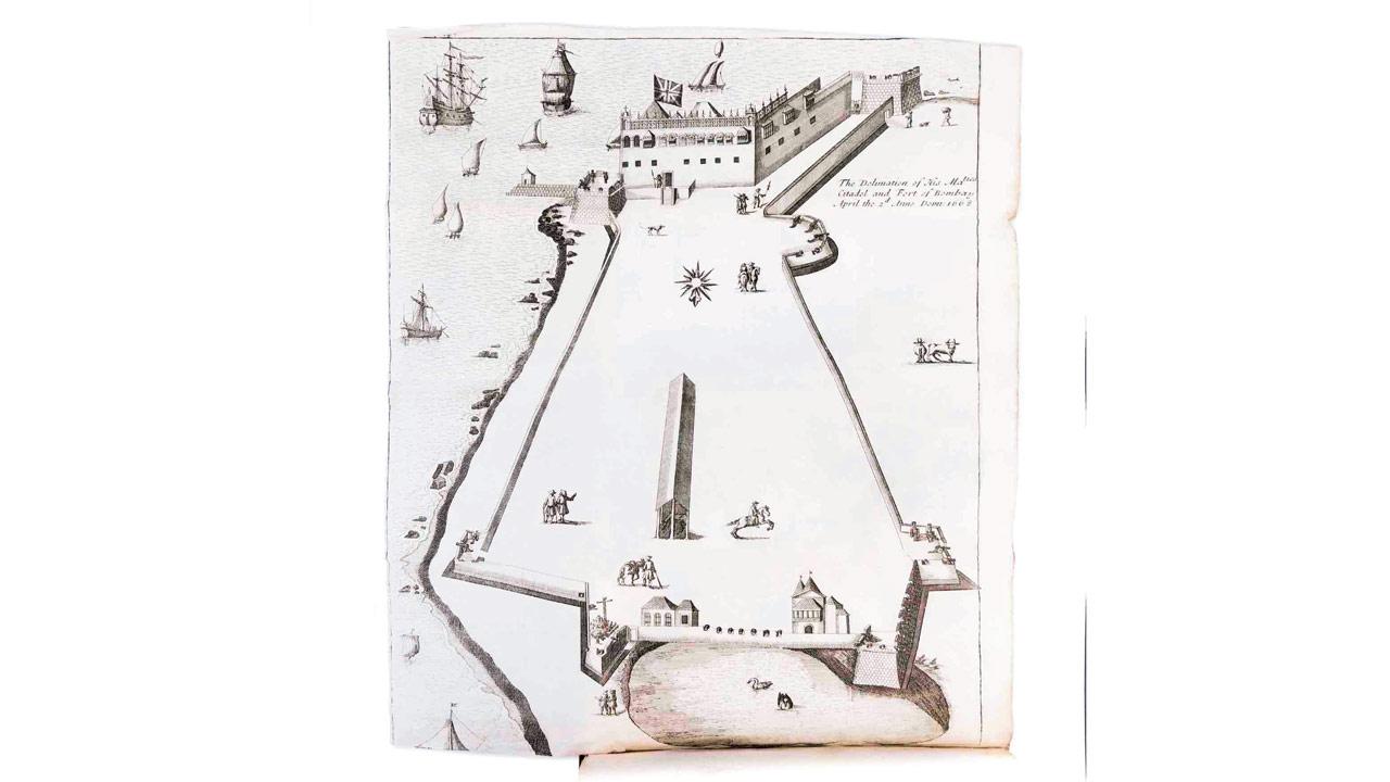 A map from 1668, showing one of the early fortifications of the East India Company