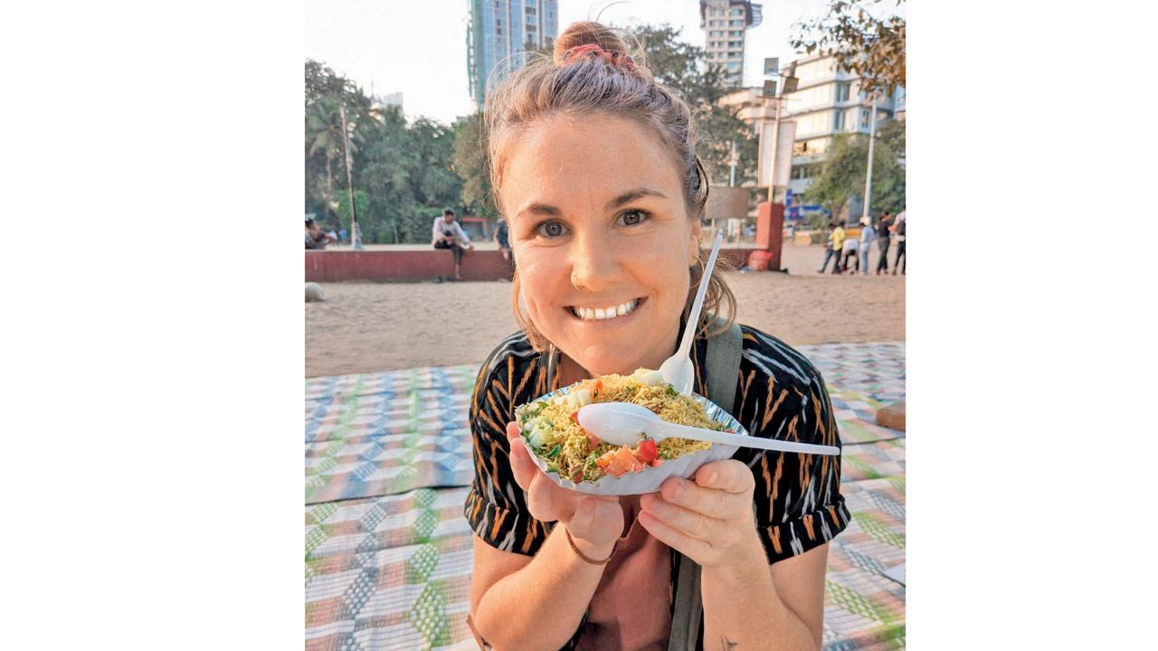 Harvey tries a chaat. PIC COURTESY/Ellen Smart