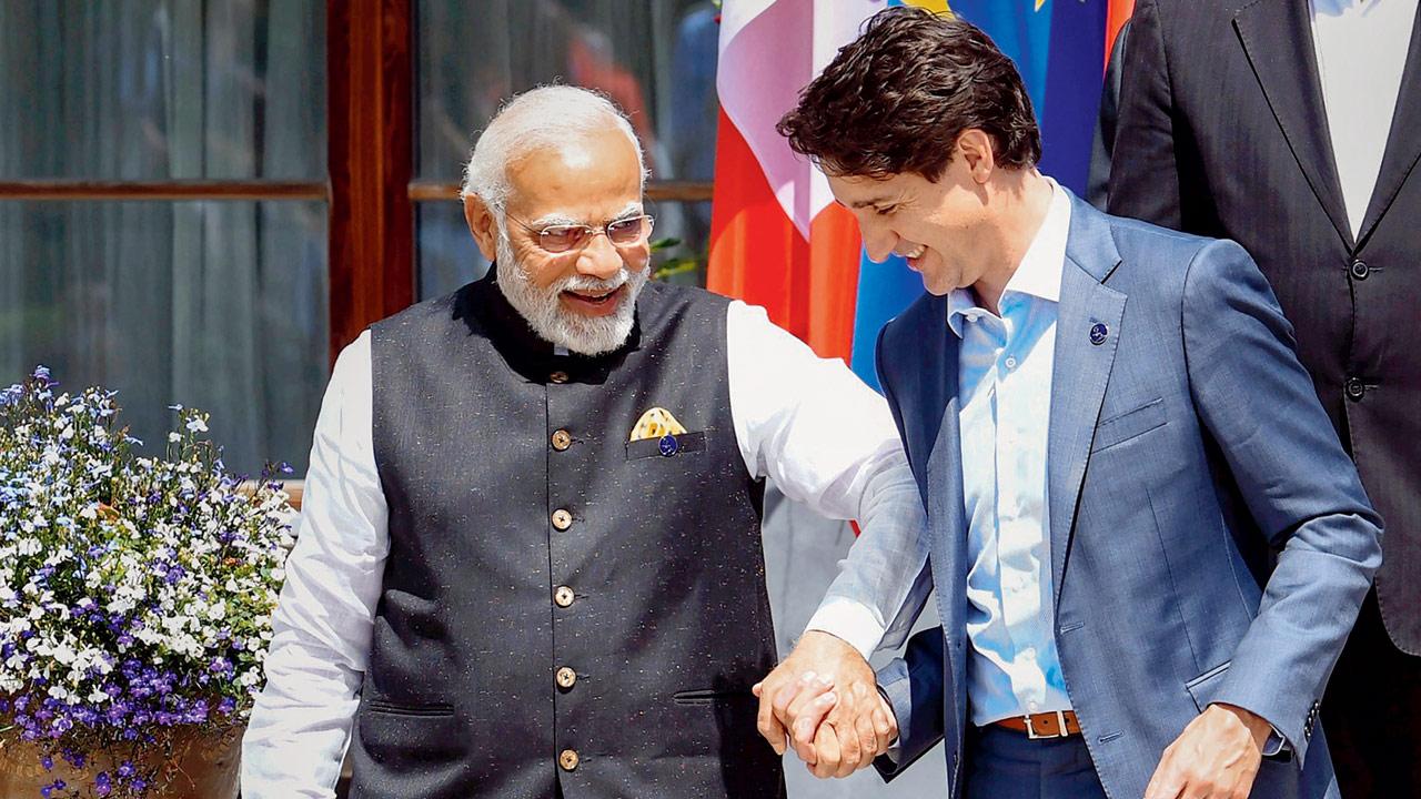 PM Narendra Modi with Candadian PM Justin Trudeau in 2022. PIC/PTI 
