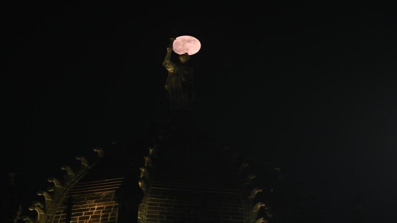 The moon, as seen above the BMC building