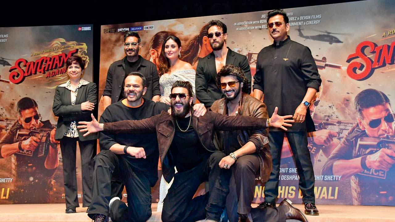 Rohit Shetty’s Singham Again features an ensemble cast, including Ajay Devgn and Ranveer Singh, and releases on November 1