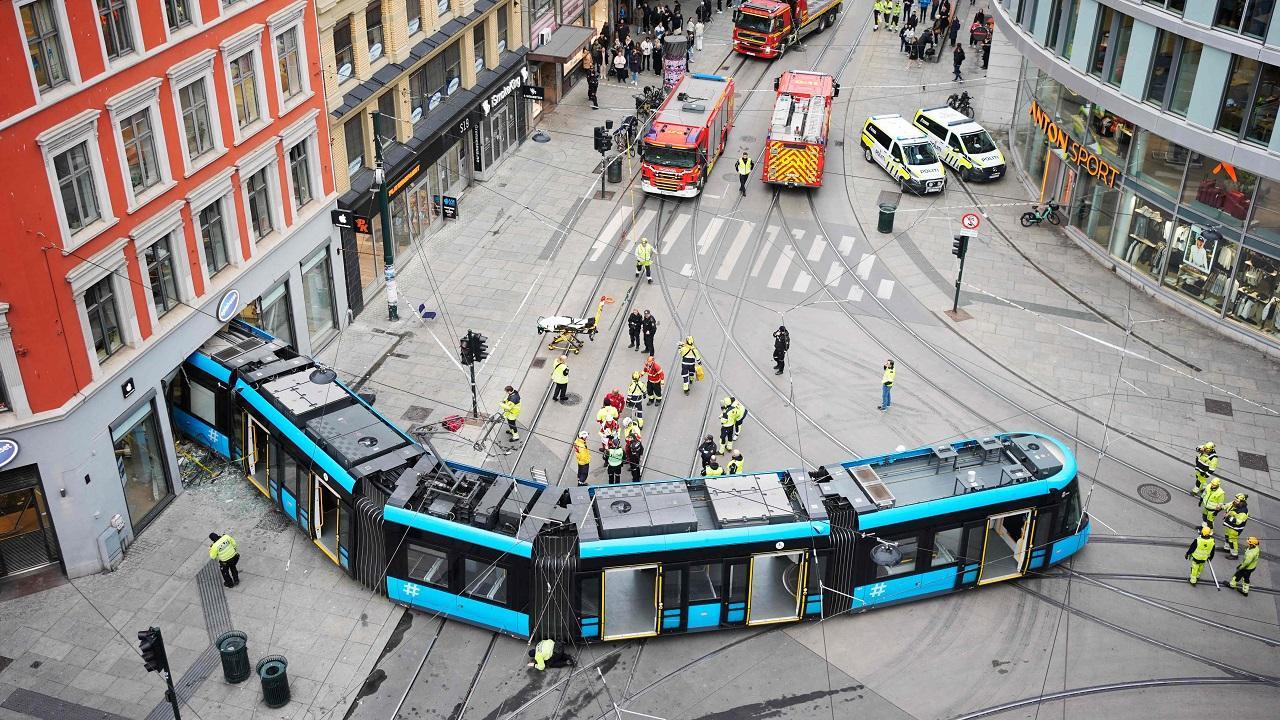 Norway: Tram derails and plows into shop in Oslo, 4 injured; watch video