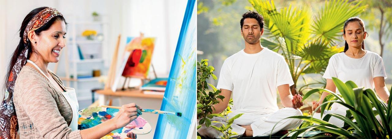 Rekindling old hobbies and (right) meditation can help you ease into the new phase. Representation pics