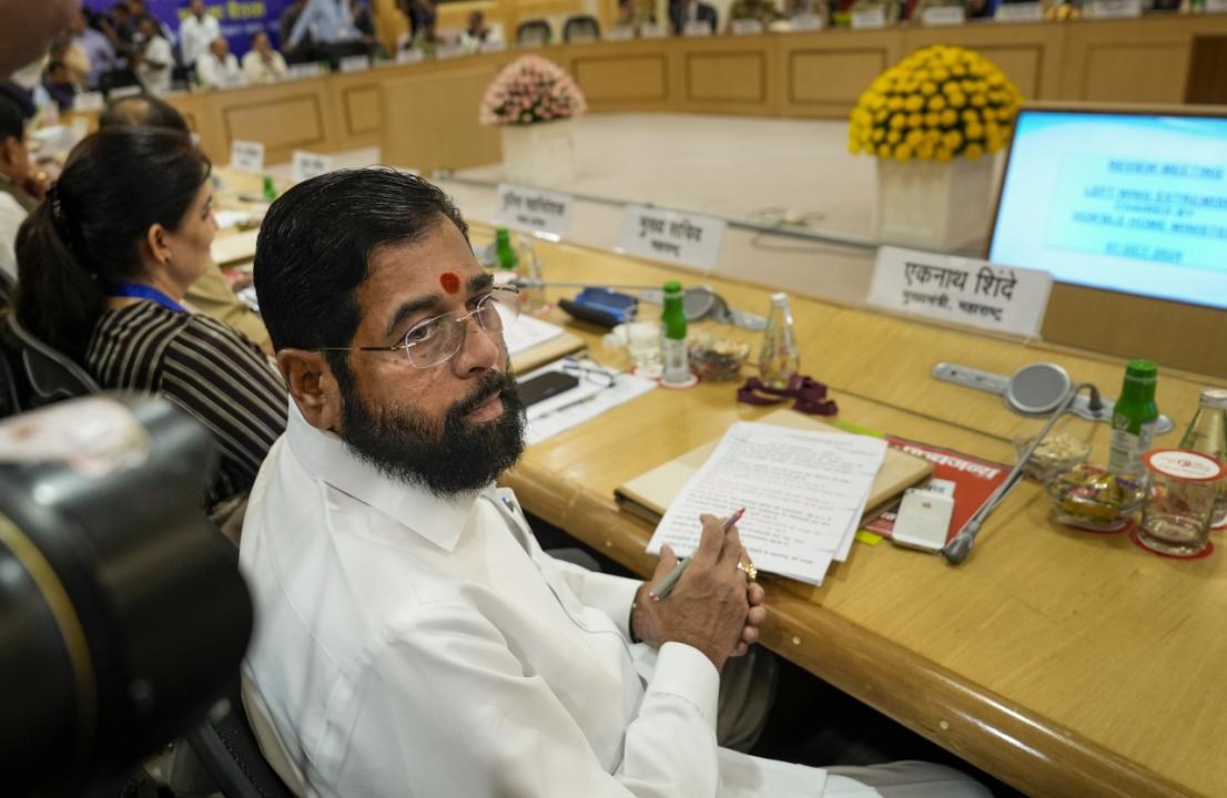 Maharashtra CM Eknath Shinde arrives to attend review meeting with CMs of LWE-affected states in Delhi