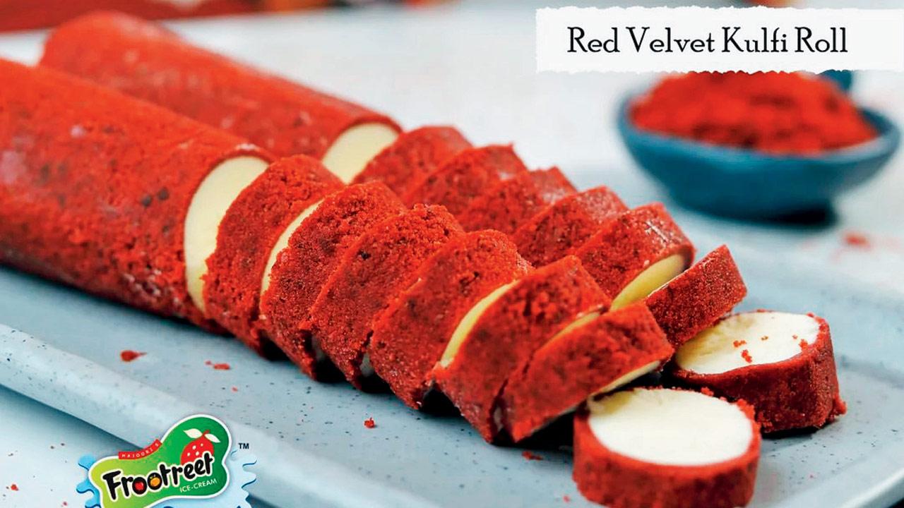 Red velvet kulfi roll. Pics Courtesy/Instagram