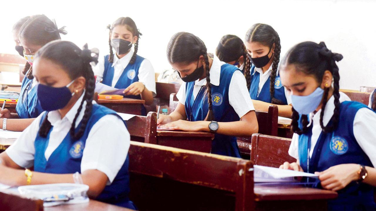 Students sit for the SSC exam at Saraswati Mandir school, Mahim. File Pic/Atul Kamble