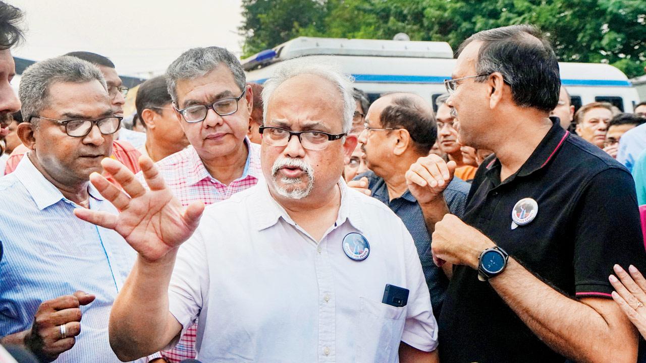 Senior doctors express their solidarity with juniors. Pic/PTI
