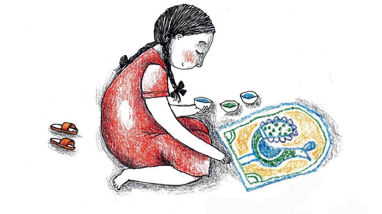 Shakthi with her drawing