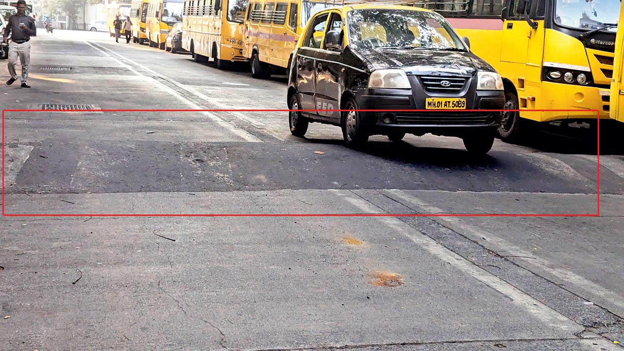 The markings on the speed breaker near Don Bosco school  in Matunga have faded. Pic/Rajendra B. Aklekar