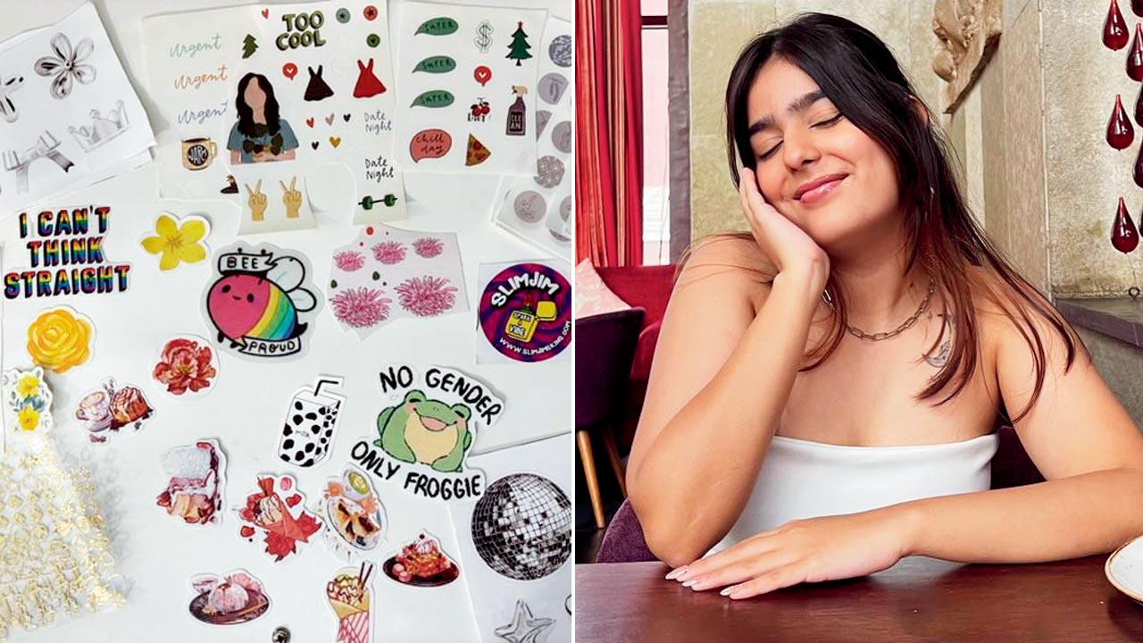 Yoshita loves to DIY her own stickers as well as collect them; (right) Yoshita Singh