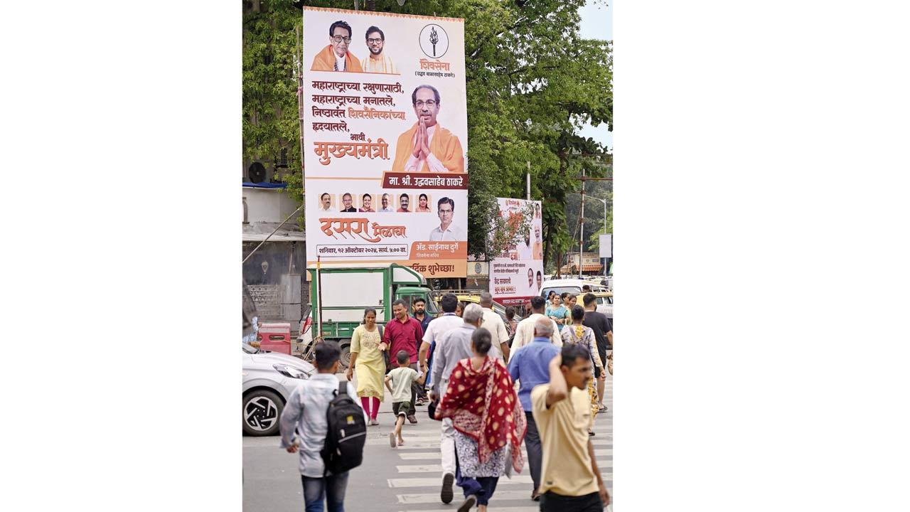 Poster in Dadar calling for Uddhav Thackeray to be next CM. Pic/Ashish Raje