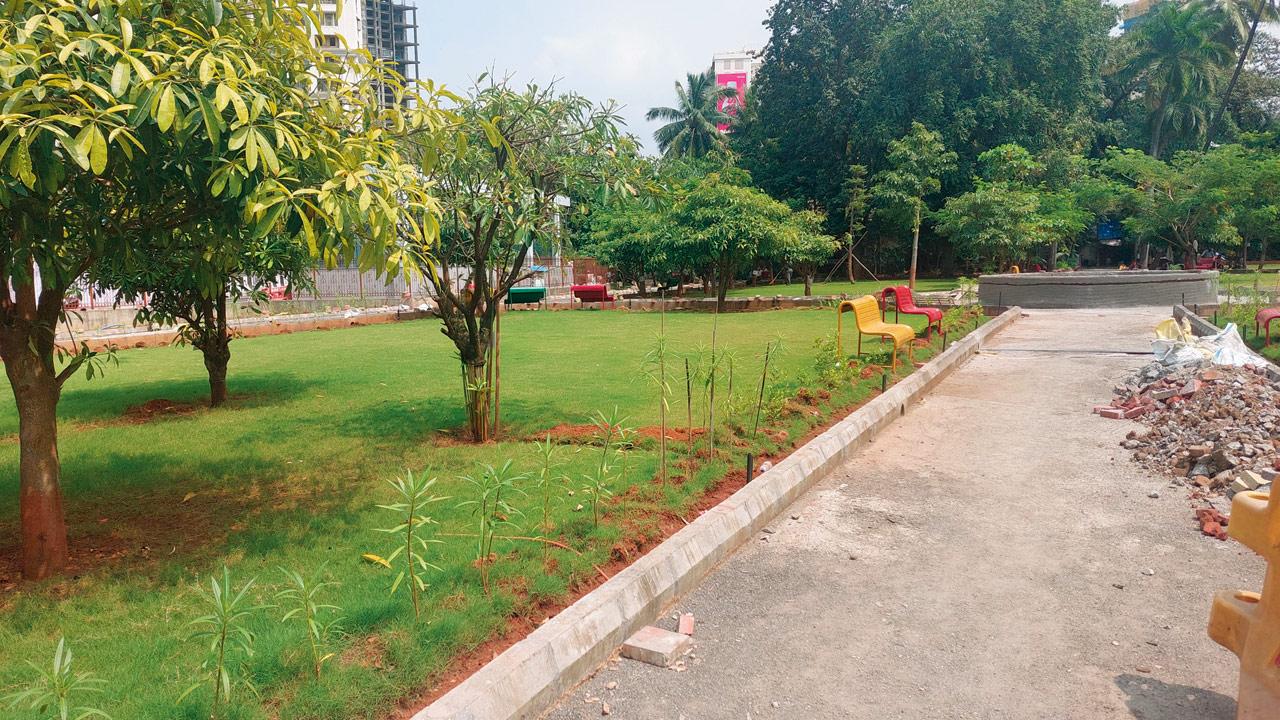 The new garden in Prabhadevi is nearing completion 