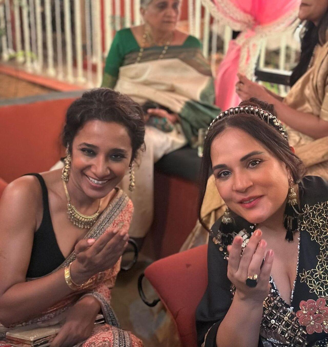 Tannishtha Chatterjee and Richa Chadha pose for the camera