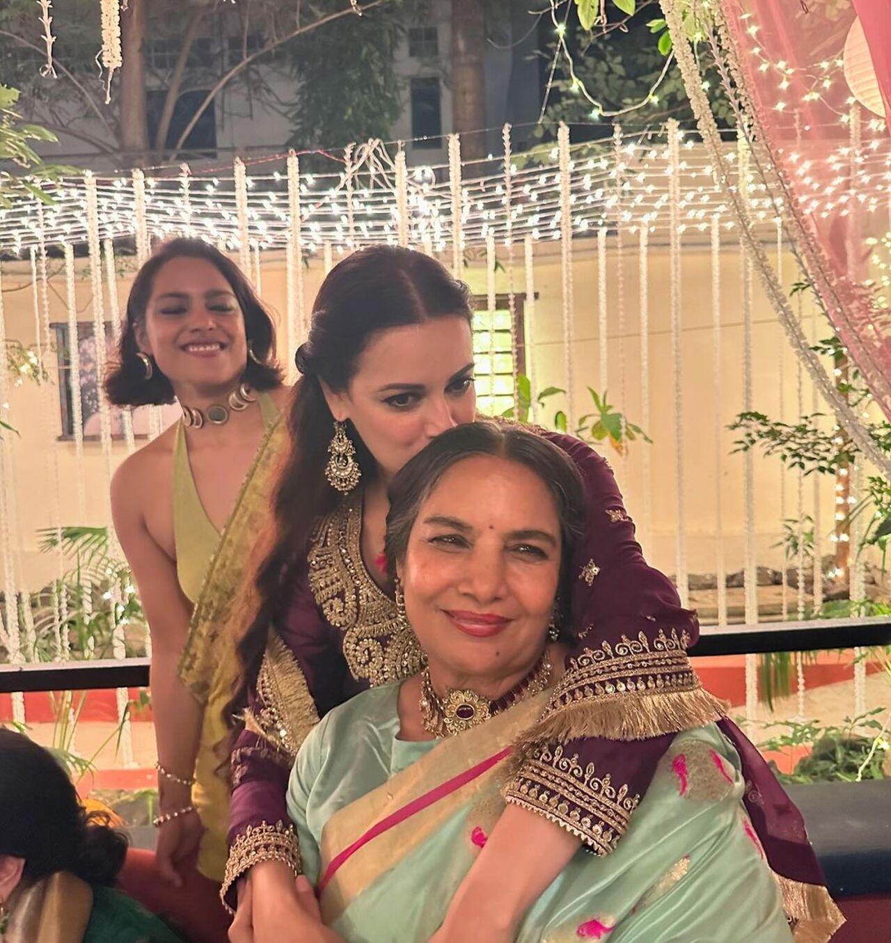 Dia Mirza gives a kiss to Shabana Azmi as they get clicked