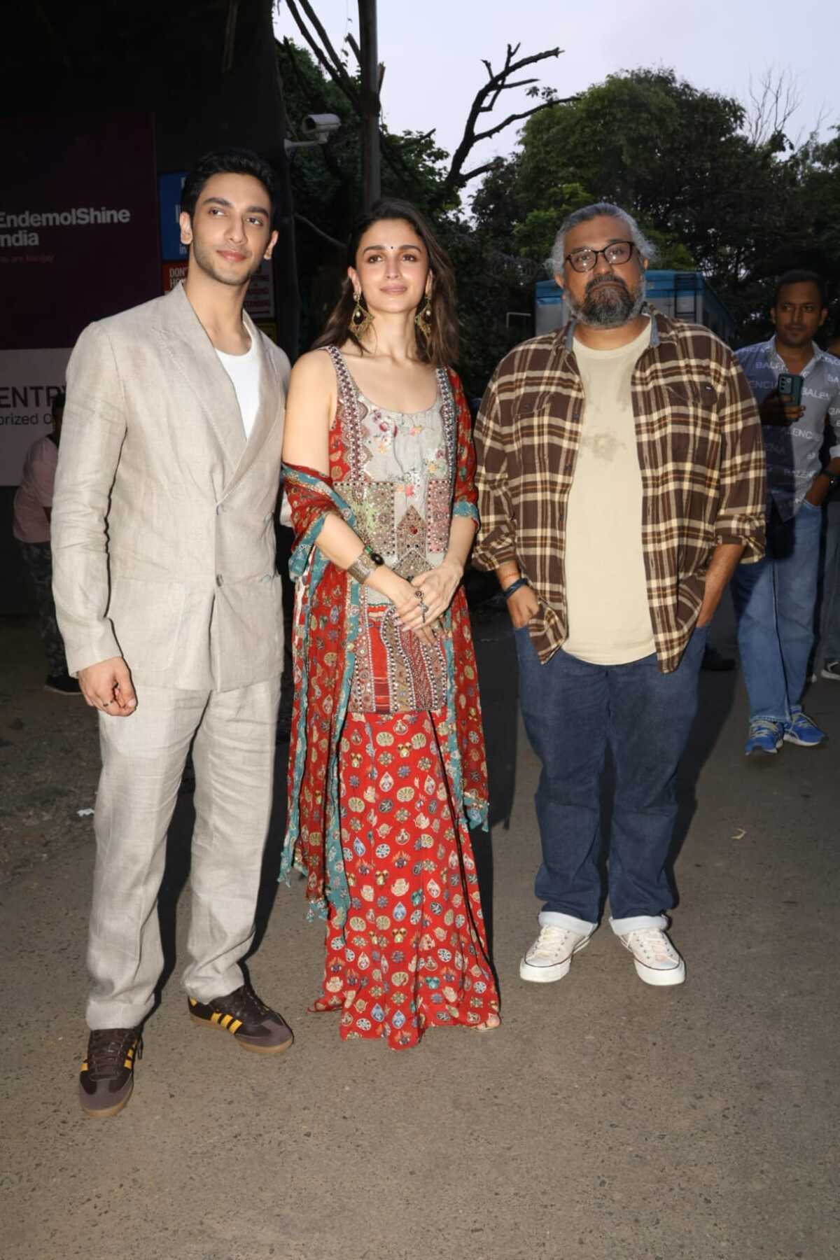 Alia Bhatt and Vedang Raina spotted with director Vasan Bala at the shoot location  of Bigg Boss Marathi in Film City. 